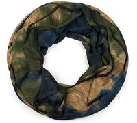styleBREAKER unisex loop scarf with batik colour gradient pattern and distressed-look jagged tears, snood, scarf 01017126, Colour:Olive-Blue-Light Brown