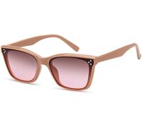 styleBREAKER Unisex Nerd Sunglasses with Polycarbonate Flat Lenses and Filigree Plastic Frames, Retro Style 09020142, Colour:Frame Rose/glass Brown-Rose gradient