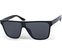 styleBREAKER Unisex Shield Monoglass Sunglasses, Polycarbonate Glass and Plastic Frame, Retro Nerd Style 09020108, Colour:Black Frame/Tinted Grey Glass