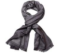 styleBREAKER Unisex soft long scarf with fringes and subtle squares pattern, geometric patterned 01018051, Colour:Grey