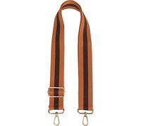 styleBREAKER Unisex Striped Shoulder Strap for Bags,Cognac-darkbrown | 3.8 cm wide fabric replacement strap, snap hooks for easy bag attachment, adjustable from 75 to 135 cm.