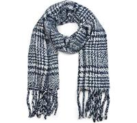 styleBREAKER Unisex XXL Plaid Scarf with Long Fringes,Dark blue-White