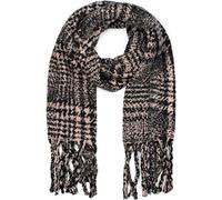 styleBREAKER Unisex XXL Plaid Scarf with Long Fringes,Rose-Black