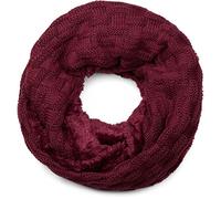 styleBREAKER warm fine-knit loop scarf with woven pattern and very soft fleece lining, snood, unisex 01018150, Colour:Claret-Violet