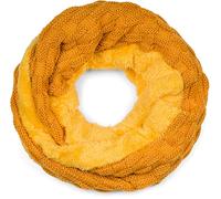styleBREAKER warm fine-knit loop scarf with woven pattern and very soft fleece lining, snood, unisex 01018150, Colour:Curry