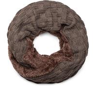 styleBREAKER warm fine-knit loop scarf with woven pattern and very soft fleece lining, snood, unisex 01018150, Colour:Taupe