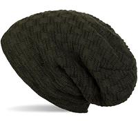 styleBREAKER Warming Braided Pattern fine Knit Slouch Beanie with an Ultra Soft Fleece Lining, Unisex 04024058, Colour:Dark fir Green