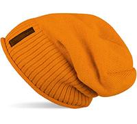 styleBREAKER Warming fine Knit Slouch Beanie with an Ultra Soft Fleece Lining, Unisex 04024065, Colour:Curry