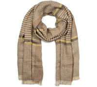 styleBREAKER wide XXL scarf with herringbone plaid pattern, decorative stripes and fringes, knit scarf, unisex 01017027, color:Brown