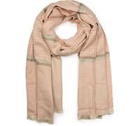 styleBREAKER wide XXL scarf with herringbone plaid pattern, decorative stripes and fringes, knit scarf, unisex 01017027, color:Rose