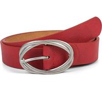 styleBREAKER women belt plain with interwoven oval double buckle, adjustable 03010099, size:80cm, Colour:Red-Silver