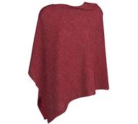 styleBREAKER Women Fine Knit Poncho in Plain Colours with Glitter Threads, Asymmetrical Cut, Sleeveless, Round Neck 08010075, Color:Claret-Red