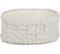 styleBREAKER women knit headband with plait pattern and sequins, fleece lining, hairband, headband, women 04026028, color:Cream