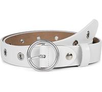 styleBREAKER women leather belt with eyelets and a shiny finish, real leather, adjustable 03010103, Colour:White, size:95cm