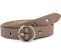 styleBREAKER women leather belt with eyelets and a shiny finish, real leather, adjustable 03010103, Colour:Taupe, size:95cm