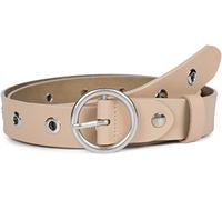 styleBREAKER women leather belt with eyelets and a shiny finish, real leather, adjustable 03010103, Colour:Beige, size:100cm