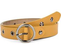 styleBREAKER women leather belt with eyelets and a shiny finish, real leather, adjustable 03010103, Colour:Curry, size:85cm