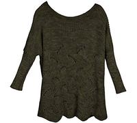 styleBREAKER Women Oversized Knit Jumper with Ajour Pattern and Long Sleeves, Submarine Cut-Out, Poncho, one Size 08010066, Colour:Olive
