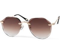 styleBREAKER women pilot sunglasses frameless with tinted lenses in diamond polish, embossed legs, pentagonal lenses 09020106, Colour:frame gold/glass brown gradient