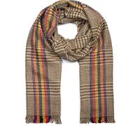 styleBREAKER women soft scarf with shepherd's check herringbone pattern, colourful stripes and wraparound fringing, winter, stole, shawl 01017121, color:Lightbrown-Beige