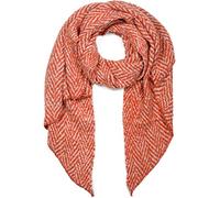 styleBREAKER Women soft woven scarf with zigzag zag pattern in asymmetrical shape, warm winter, stole 01017129, color:Red-Beige