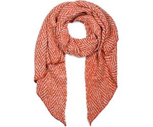 styleBREAKER Women soft woven scarf with zigzag zag pattern in asymmetrical shape, warm winter, stole 01017129, color:Red-Beige