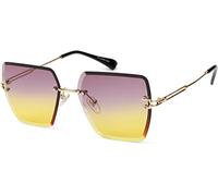 styleBREAKER Women Sunglasses Frameless with tinted rectangular lenses, metal frame, diamond cut 09020124, Colour:Frame gold/glass Violet-yellow gradient