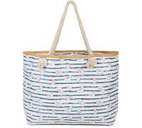 styleBREAKER Women XXL Beach Bag with Stripes and Melon Fruit Print, Zip, Shoulder Bag, Shopping Bag 02012287, Color:Dark Blue-White