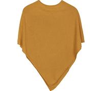styleBREAKER Womens Asymmetric Fine Knit Round Neck Poncho,Curry