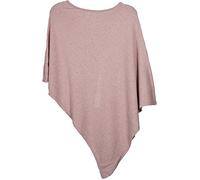 styleBREAKER Womens Asymmetric Fine Knit Round Neck Poncho,Old Rose