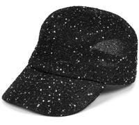styleBREAKER Women's Baseball Cap Solid Color Woven with Sequins, Airy Summer Basecap, Adjustable Metal Buckle 04023094, Colour:Black