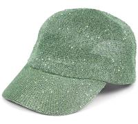 styleBREAKER Women's Baseball Cap Solid Color Woven with Sequins, Airy Summer Basecap, Adjustable Metal Buckle 04023094, Colour:Matcha Green
