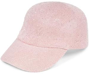 styleBREAKER Women's Baseball Cap Solid Color Woven with Sequins, Airy Summer Basecap, Adjustable Metal Buckle 04023094, Colour:Rose