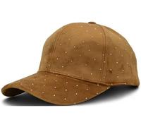 styleBREAKER Women's Baseball Cap with Rhinestone Studs, 6-Panel Velvet Baseball Cap with Curved Peak, Adjustable Plain Cap with Fastening, 56-59 cm, camel, One Size