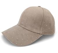 styleBREAKER Women's Baseball Cap with Rhinestone Studs | 6-Panel Velvet Basecap with Curved Visor | Adjustable Solid Color Cap with Hook and Loop Fastener 56-59 cm, Light Brown