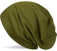 styleBREAKER Women's Beanie Hat with All Over Glitter in Solid Colors, Glitter Beanie, Lightweight Solid Fabric Hat 04024117, Colour:Green