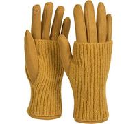 styleBREAKER Women's Cozy Touchscreen Gloves with Removable Knit Cuffs, Warm Winter Gloves for Icy Days 09010022, Colour:Curry