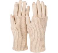 styleBREAKER Women's Cozy Touchscreen Gloves with Removable Knit Cuffs, Warm Winter Gloves for Icy Days 09010022, Colour:Beige