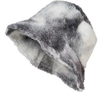 styleBREAKER Women's Fishing hat in Teddy Fur in ombré Look, Warm Bucket hat Autumn Winter, Colour Gradient Pattern Colourful 04025038, Colour:Black-White