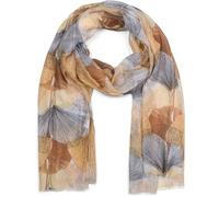 styleBREAKER Womens Ginkgo Leaf Pattern Scarf | Lightweight 180x92 cm scarf with fringed ends, versatile for wrapping or as a shoulder stole.