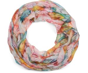 styleBREAKER Womens Infinity Scarf,Feather Print | 84x46 cm, lightweight airy summer fabric, wraps 2-3 times around the neck, colorful design.