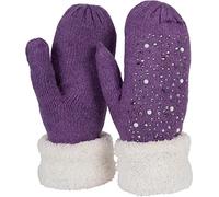 styleBREAKER Womens Knit Mittens with Rhinestones and Pearls,Violet