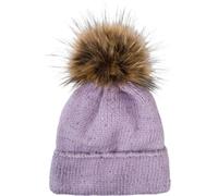 styleBREAKER Women's Knitted Bobble hat Single-Coloured with Sequins and Fleece Lining, Winter Fur Bobble hat, Knitted hat 04024210, Colour:Lilac