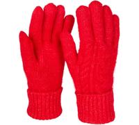 styleBREAKER Women's knitted gloves with cable knit pattern, warm winter finger gloves, versatile colours 09010051, Colour:Red