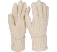 styleBREAKER Women's knitted gloves with cable knit pattern, warm winter finger gloves, versatile colours 09010051, Colour:Beige