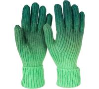 styleBREAKER Women's knitted gloves with colour gradient pattern, winter ombré knitted gloves, finger gloves 09010045, Colour:Dark green-green