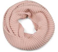 styleBREAKER Women's Knitted Loop Scarf Unicoloured with Left Knit Pattern, Warm Winter Knitted Scarf, Tube Scarf 01018166, Colour:Rose