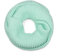 styleBREAKER Women's Knitted Loop Scarf Unicoloured with Left Knit Pattern, Warm Winter Knitted Scarf, Tube Scarf 01018166, Colour:Turquoise