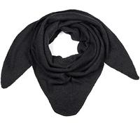 styleBREAKER Women's Large Knitted Triangle Scarf Solid Colored Marbled | Soft Warm Winter Triangle Cloth | Knitted Scarf Made of Viscose Wool for Cozy Looks, Black