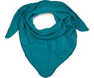 styleBREAKER Women's Large Knitted Triangle Scarf Solid Colored Marbled | Soft Warm Winter Triangle Cloth | Knitted Scarf Made of Viscose Wool for Cozy Looks, Aqua Green